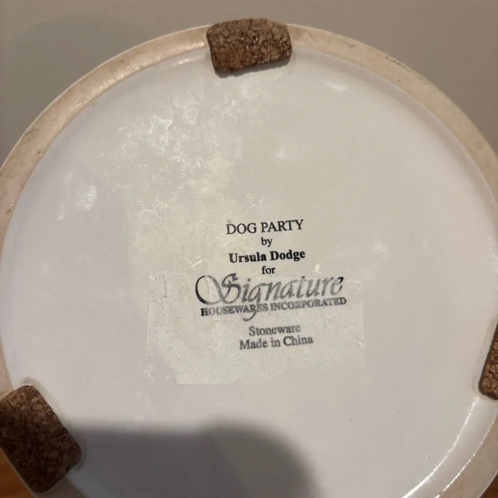 Ursula Dodge Dog “PARTY DOG” Dish Pet Water Food Bowl Signature Stoneware